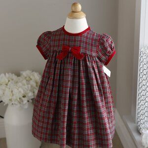 Strasburg Red Classic Plaid Float Dress Corduroy Trim 100% Cotton Rare Find